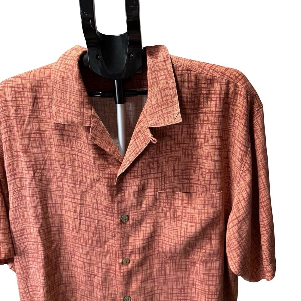 Men's Tommy Bahama Silk Orange & Red Palm Tree Cocktail Shirt Medium - Picture 2 of 11